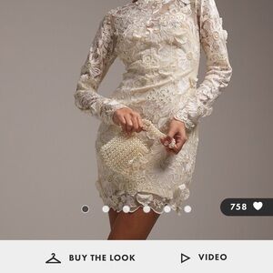 ASOS Cream Long Sleeve floral lace dress